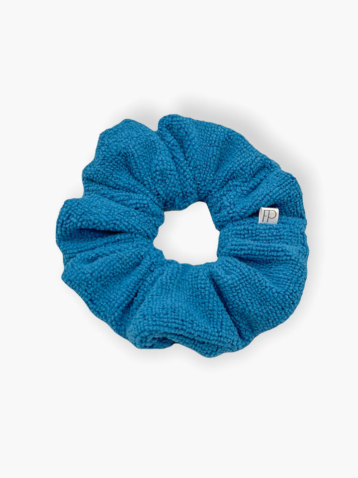 Flirty Pineapple cobalt blue towel scrunchie up close
