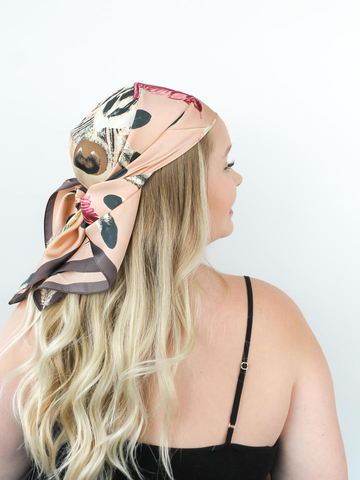 Feather Hair Scarf in blonde hair