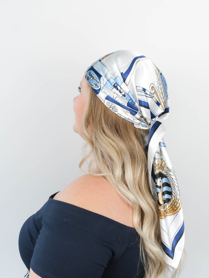 Feeling Nauti-cal Hair Scarf in blonde hair